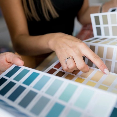 Choosing color from Young's Interiors & Flooring in Ford City, PA